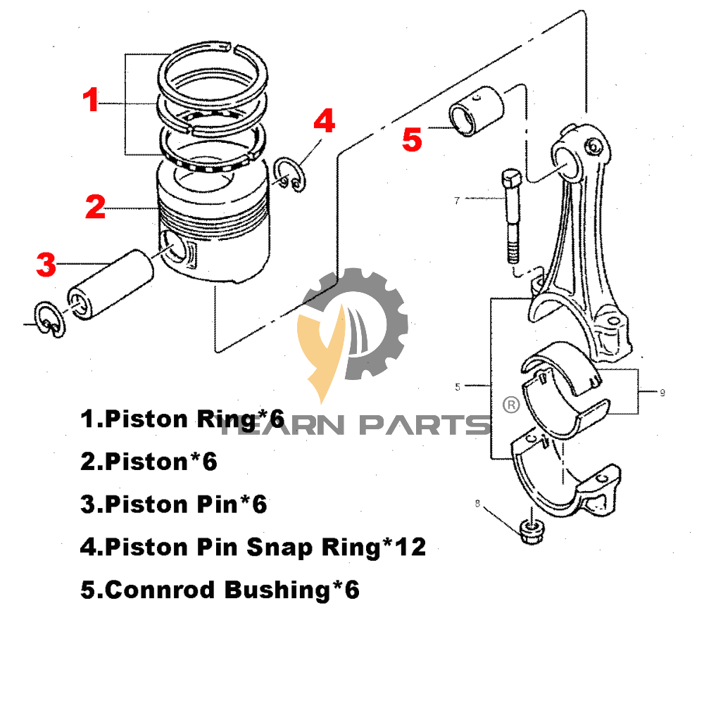 cylinder-liner-kit-engine-four-matching-for-caterpillar-excavator-cat-320b-320l-engine-3066-mitsubishi-s6k-s6kt
