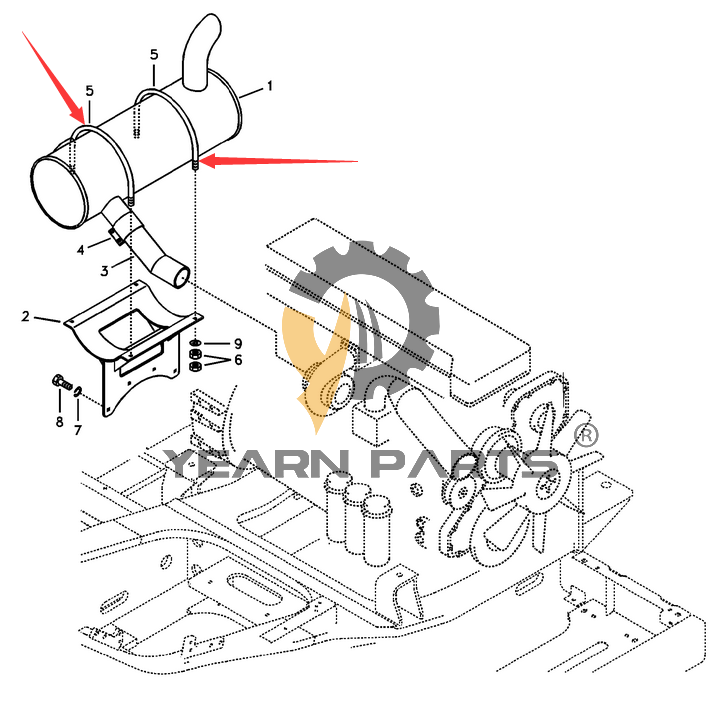 Muffler Silencer U-Bolt VOE14528383 for Volvo EC240B EC290B EC300D EC330B EC360C EC460C